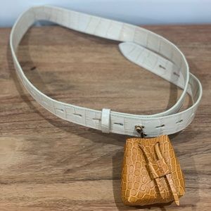 Nanushka White Leather Belt w/ Mini Bag